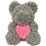 Ours en Rose Gris Cœur Rose